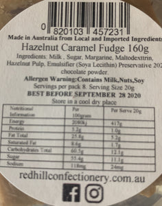 Red Hill Confectionery - Hazelnut Caramel Fudge 160g Tub