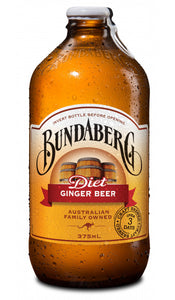 Bundaberg DIET GINGER BEER 12 X 375ml Glass Bottles