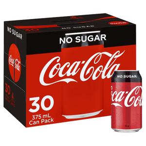 COKE Coca Cola NO SUGAR CANS 30 x 375ml
