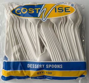 Costwise Plastic Cutlery - DESSERT SPOONS 100’s
