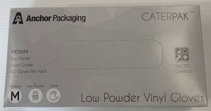 Low Powder CLEAR VINYL GLOVES - Medium 100 Gloves Per Pack