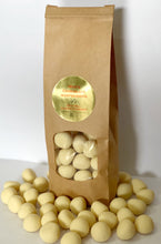 Load image into Gallery viewer, Red Hill Confectionery - White Chocolate Coated Raspberries 400g Bag
