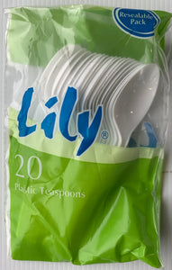 Lily Plastic Cutlery - TEASPOONS 20’s