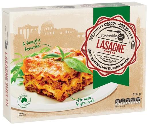 Community Co LASAGNE SHEETS PASTA 250g – Southern Buying Home Delivery