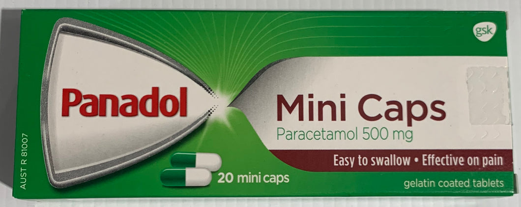 Panadol MINI CAPS Paracetamol 500mg 20 Mini Caps