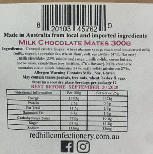 Red Hill Confectionery - Chocolate Caramel Mates 300g Bag