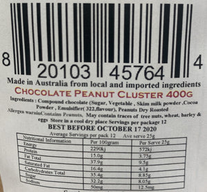 Red Hill Confectionery - Chocolate Peanut Cluster 400g Bag