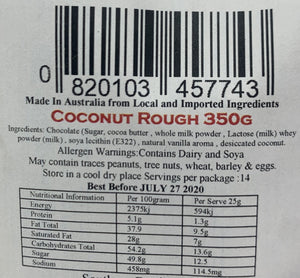 Red Hill Confectionery - Milk Chocolate Coated Coconut Rough 300g Bag
