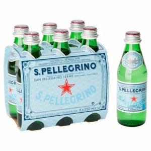 San Pellegrino SPARKLING NATURAL MINERAL WATER 250ml x 6 Pack Glass Bottles